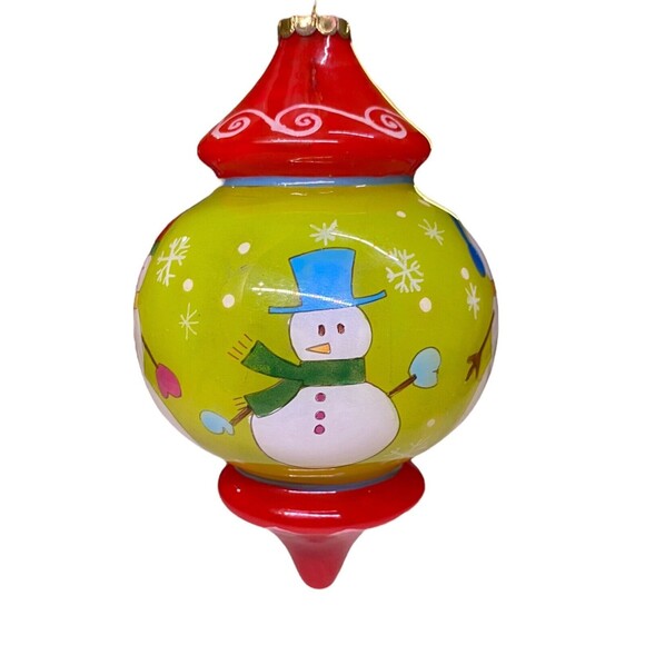 Pier 1 LI BIEN SNOWMAN Ornament Painted Glass Christmas Merry Bright 2008 w/ Box - Picture 5 of 12